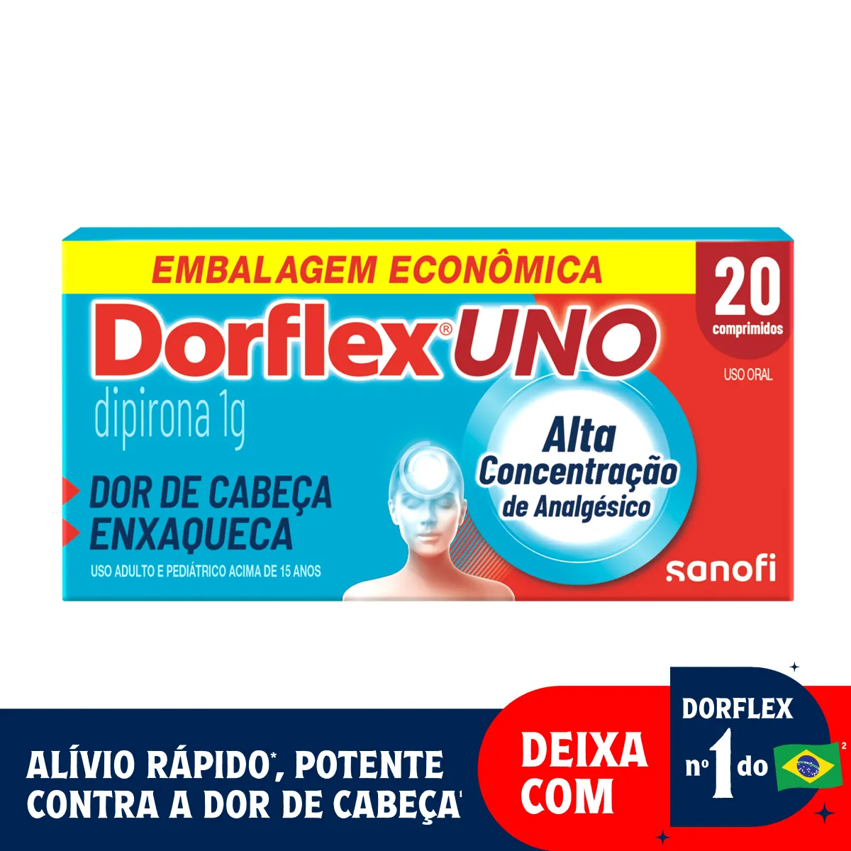 Dorflex UNO Dipirona 1g 16 comprimidos