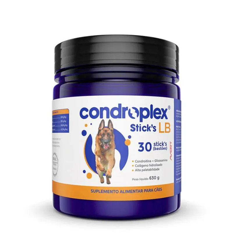 SUPLEMENTO ALIMENTAR CONDROPLEX STICK´S LB ARTICULAçãO COM 30 BASTõES PARA CãES
