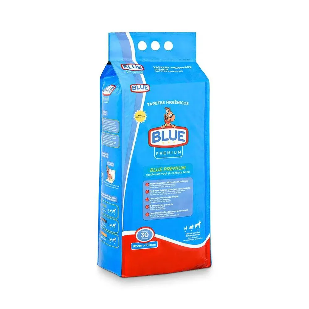 TAPETE HIGIêNICO BLUE PREMIUM C/30 - 82CM X 60CM