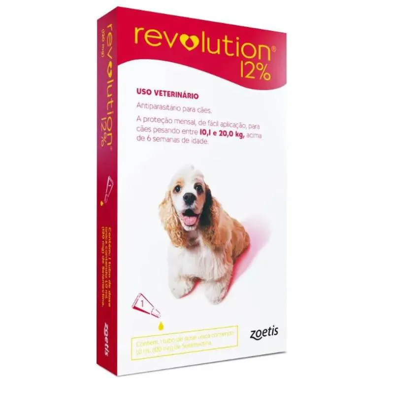 REVOLUTION 12% CãES ENTRE  10 E 20KG - 1,0ML - 1 PIP VERM