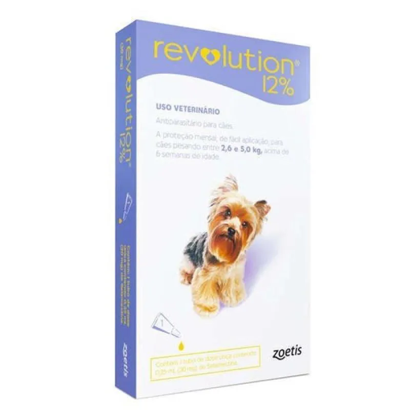 REVOLUTION 12% CãES ENTRE   2,5 A 5KG - 0,25ML - 1 PIP ROXO