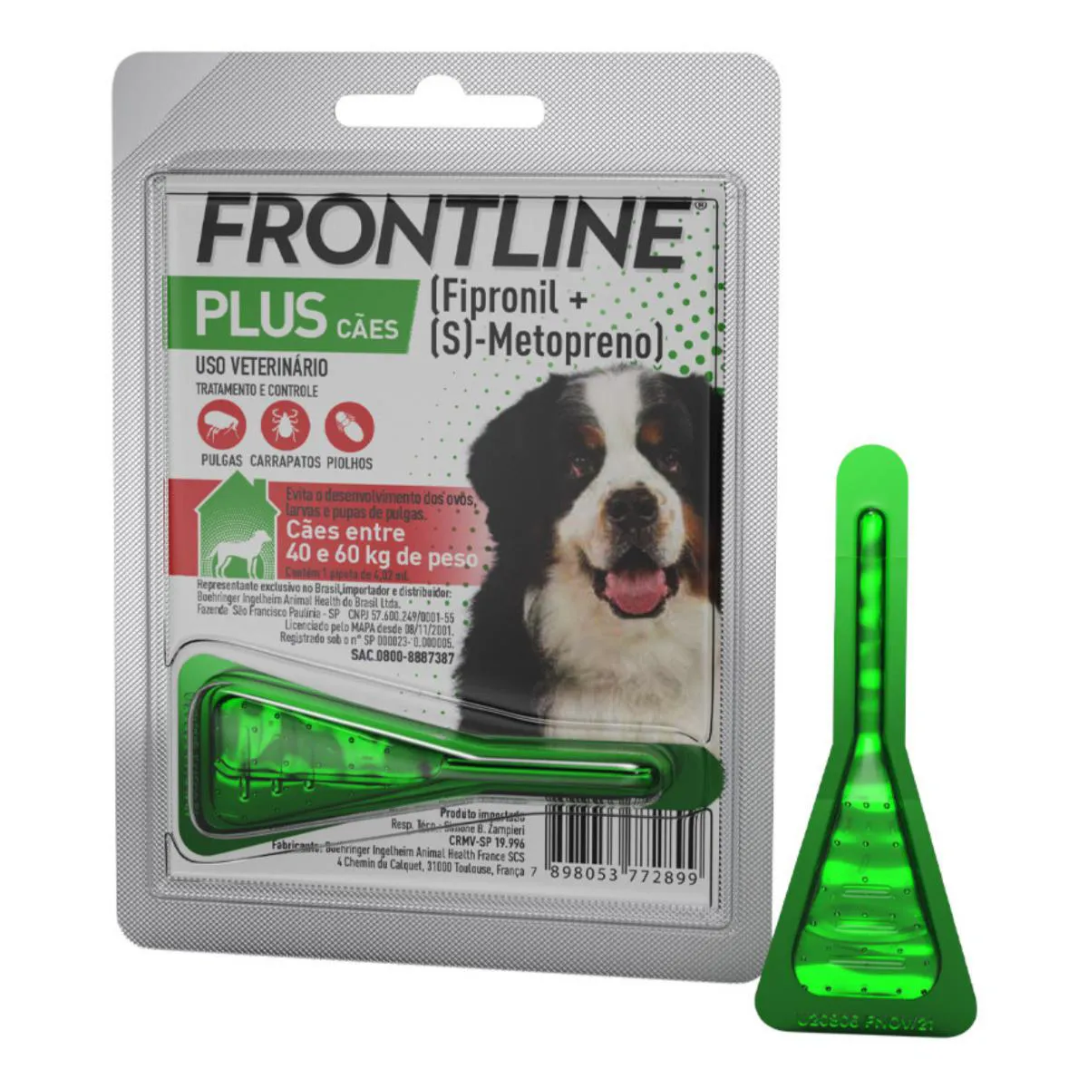 FRONTLINE PLUS ANTIPULGAS E CARRAPATOS PARA CãES DE 40 A 60KG