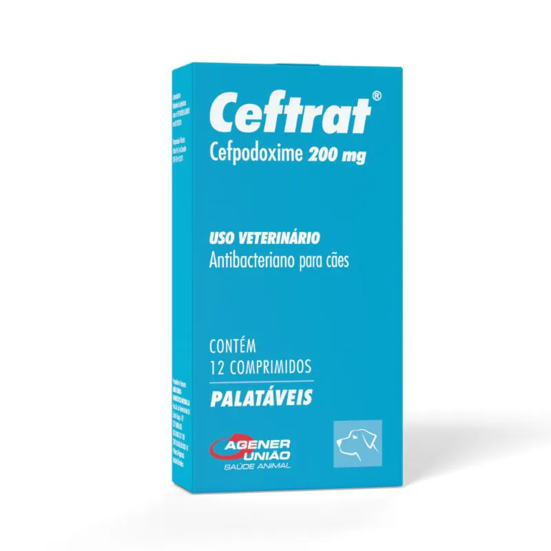 ANTIBACTERIANO PALATáVEL CEFTRAT PARA CãES ADULTOS 12CP 200MG