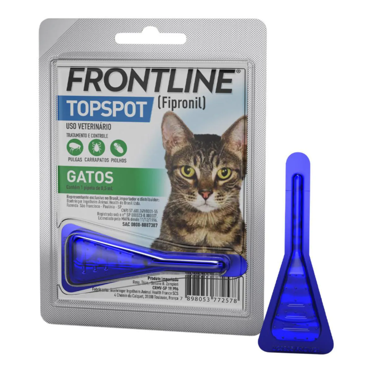 FRONTLINE TOPSPOT PARA GATOS ANTIPULGAS E CARRAPATOS COM 1 PIPETA