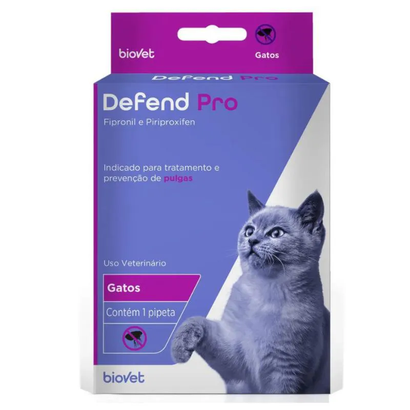 ANTIPULGAS DEFEND PRO BIOVET PARA GATOS DE ATé 10KG COM 1 PIPETA