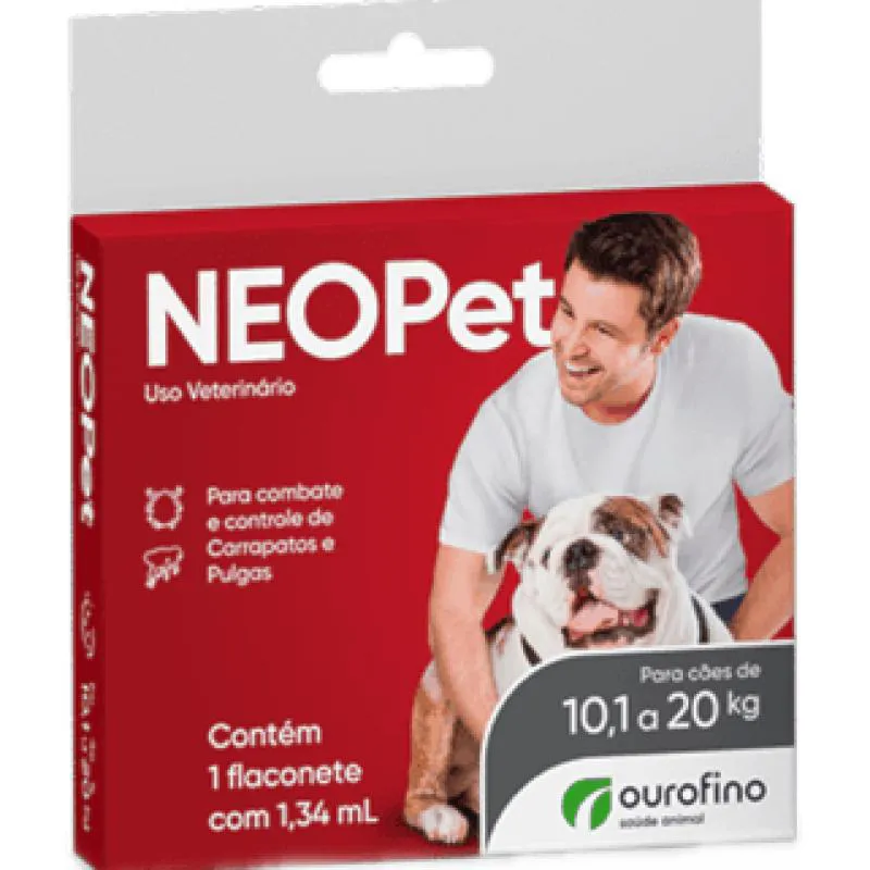 ANTIPULGAS E CARRAPATOS NEOPET PARA CãES DE 10,1KG ATé 20KG COM 1 PIPETA
