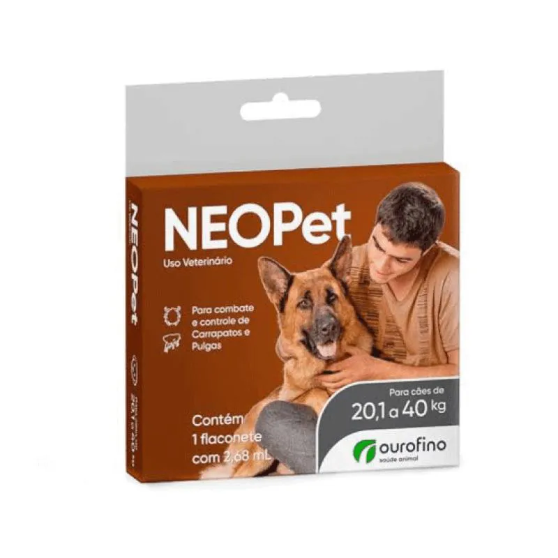 ANTIPULGAS E CARRAPATOS NEOPET PARA CãES DE 20,1KG ATé 40KG COM 1 PIPETA