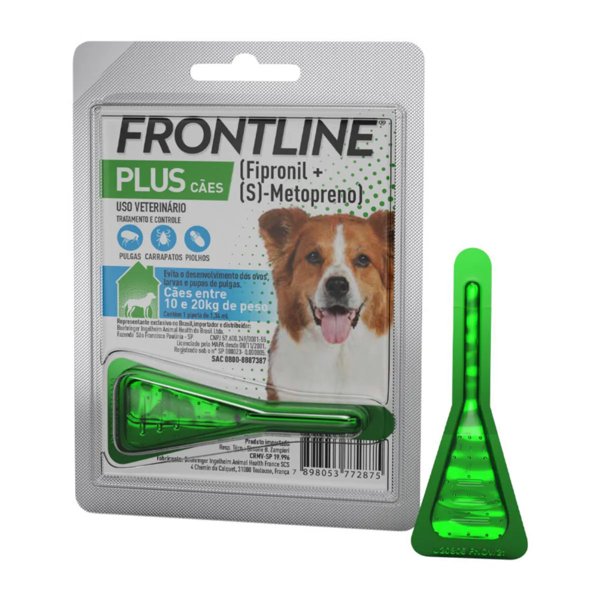 FRONTLINE PLUS ANTIPULGAS E CARRAPATOS PARA CãES DE 10 A 20KG