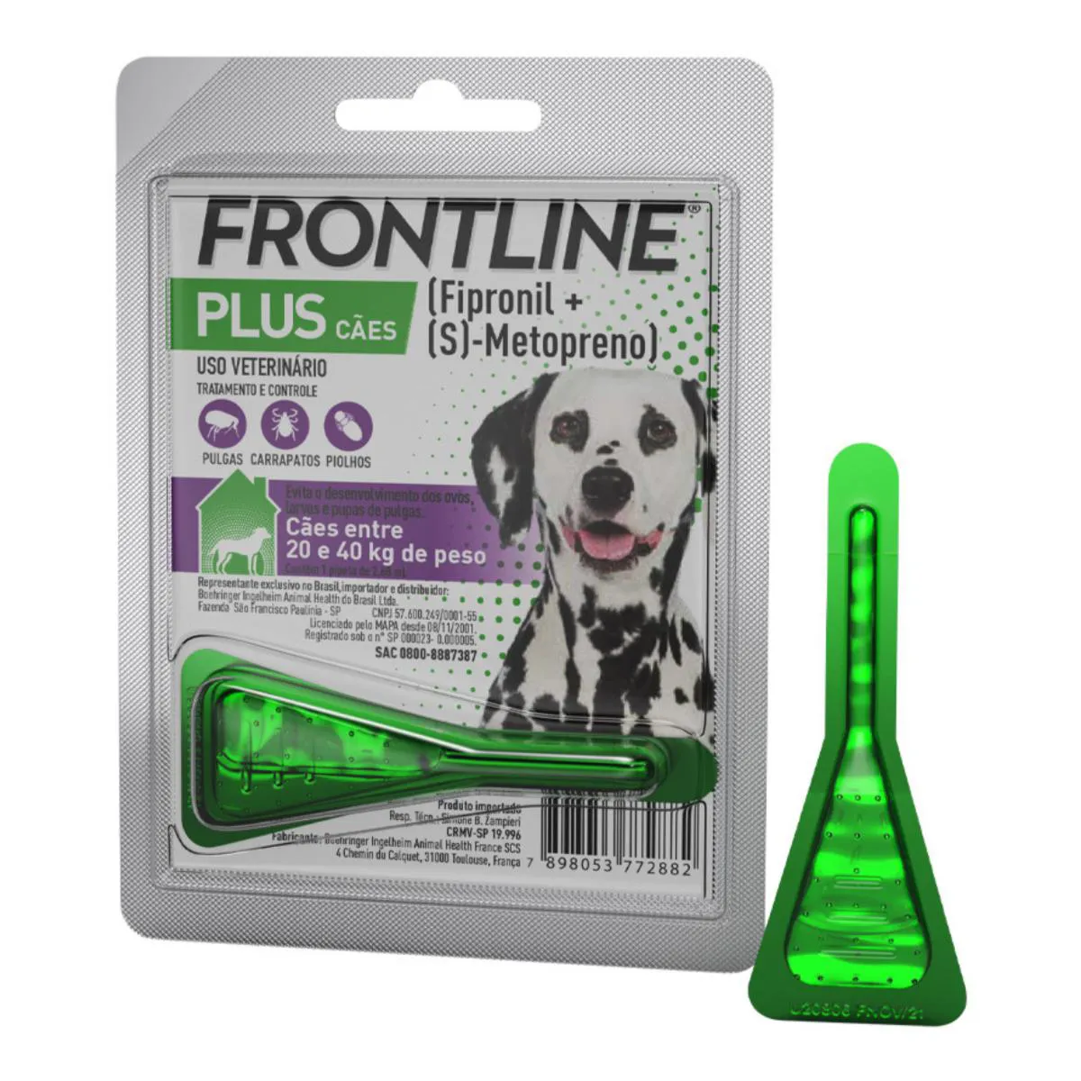 FRONTLINE PLUS ANTIPULGAS E CARRAPATOS PARA CãES DE 20 A 40KG