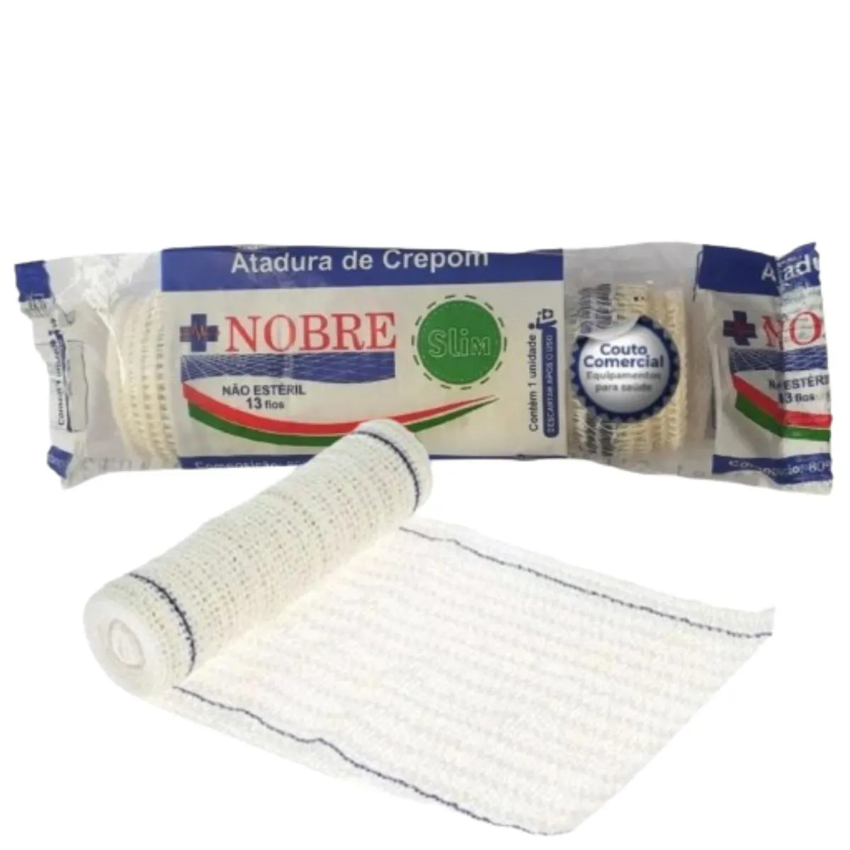FAIXA ATADURA CREPOM 15 CM ALGODãO CURATIVO 24 ROLOS NOBRE