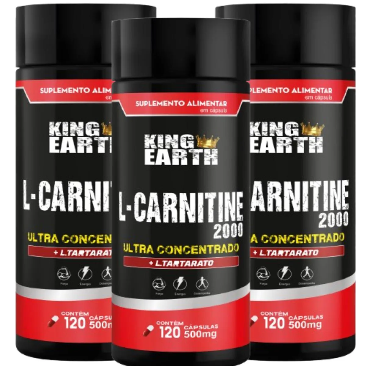 KIT 3 FRASCOS L CARNITINA 2000 ULTRACONCENTRADO KING EARTH