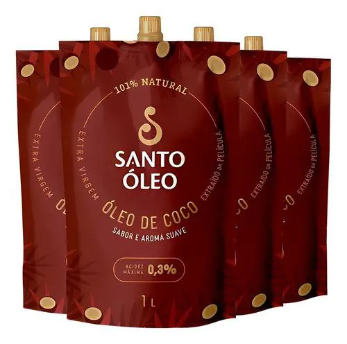 Óleo De Coco Extrato De Película 4 X 1l Santo Óleo