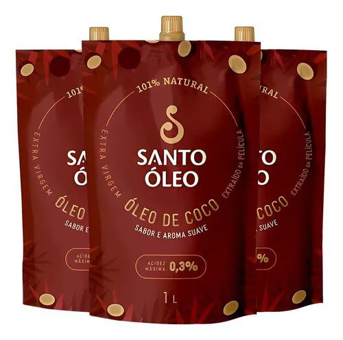 Óleo De Coco Extrato De Película 3 X 1l Santo Óleo