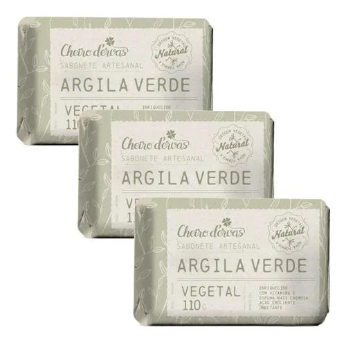 Kit Com 3 Sabonete 110g De Argila - Cheiro D'ervas