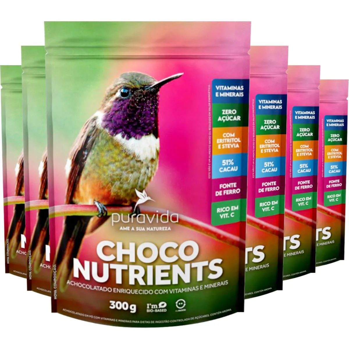 Choco Nutrients Achocolatado em Pó 6 X 300g Puravida