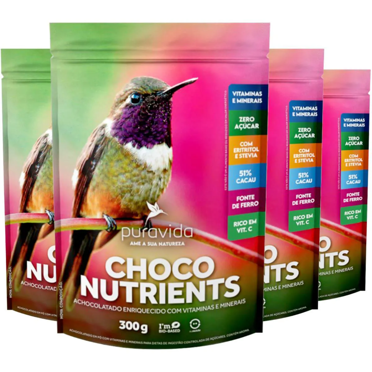 Choco Nutrients Achocolatado em Pó 4 X 300g Puravida