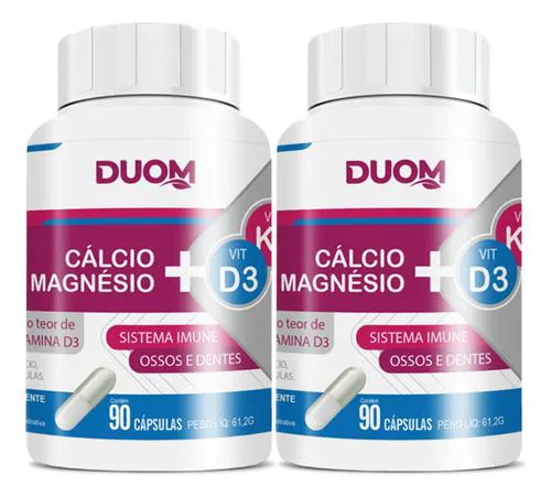 Cálcio Magnésio e Vitamina D3 K2 2 X 90 Cápsulas Duom