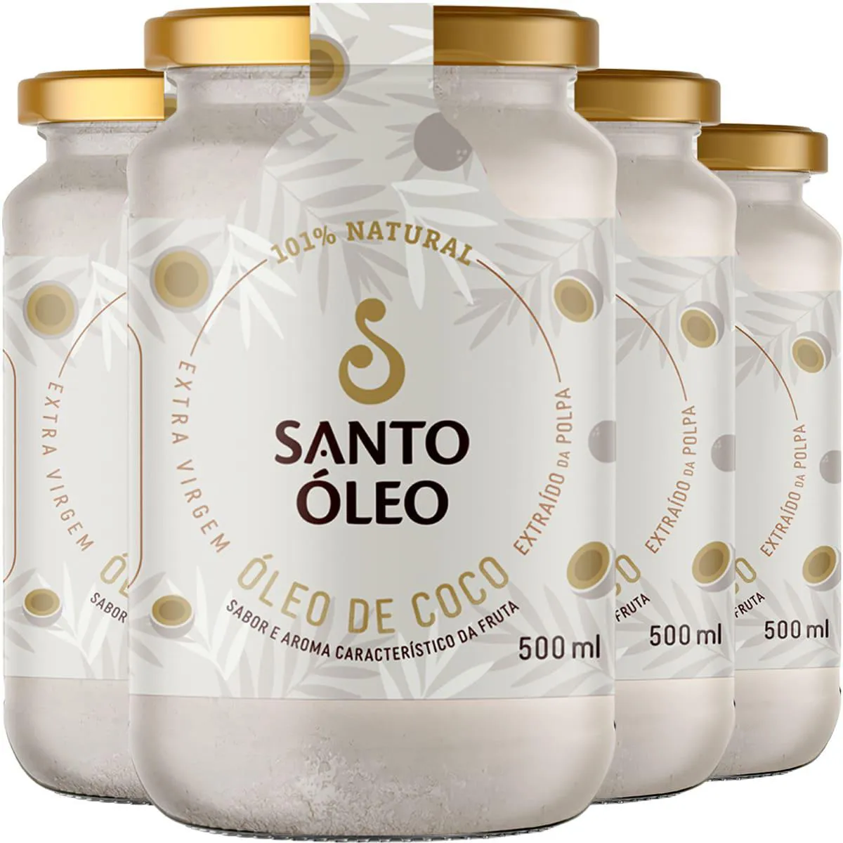 Óleo de Coco Extravirgem Polpa 4 X 500ml Santo Óleo