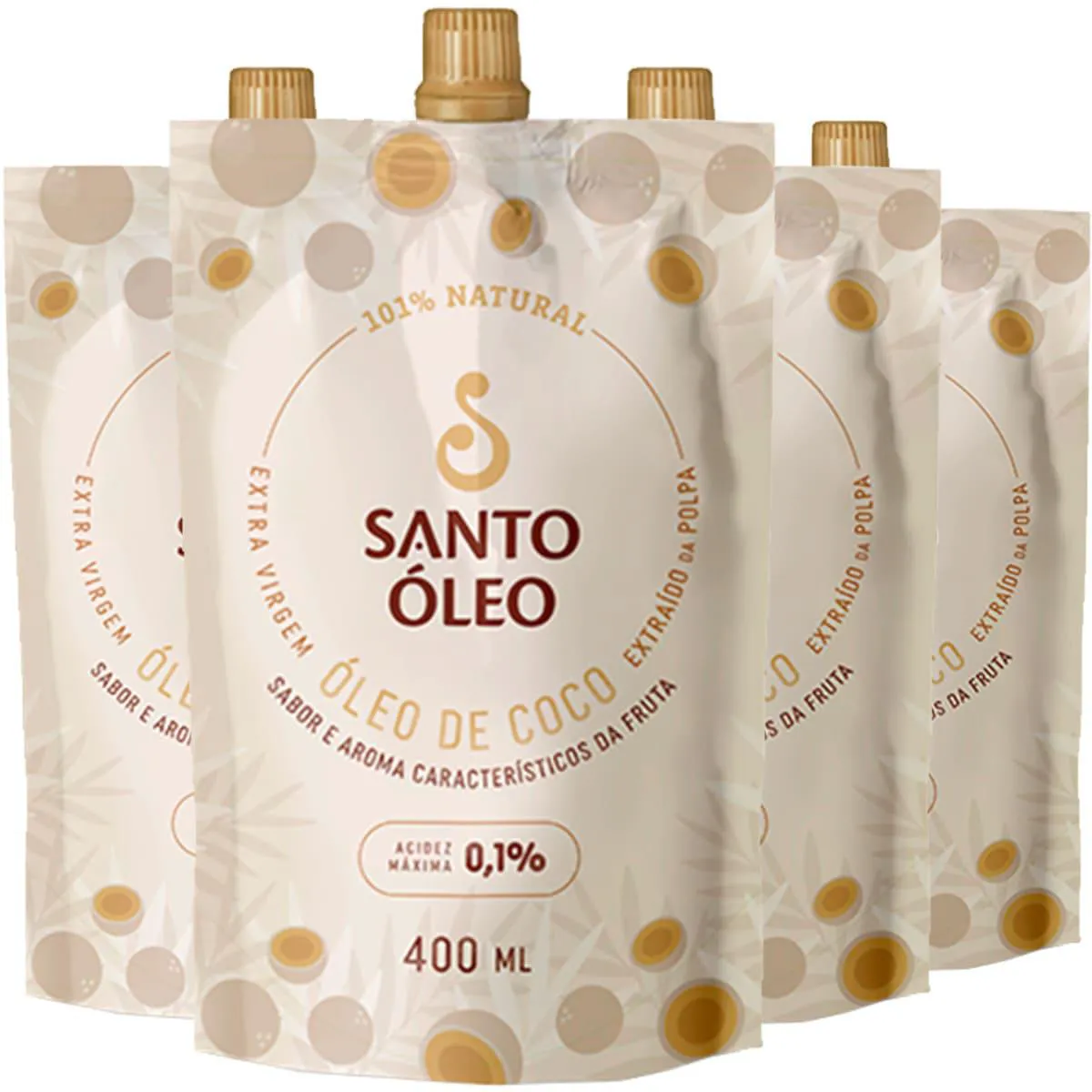 Óleo de Coco Extravirgem Polpa 4 X 400ml Santo Óleo