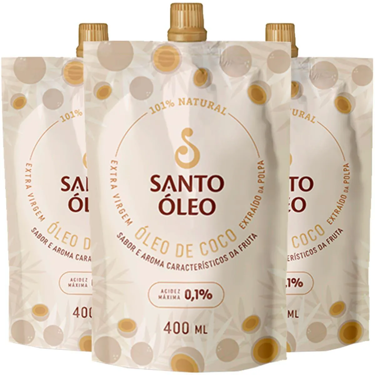 Óleo de Coco Extravirgem Polpa 3 X 400ml Santo Óleo