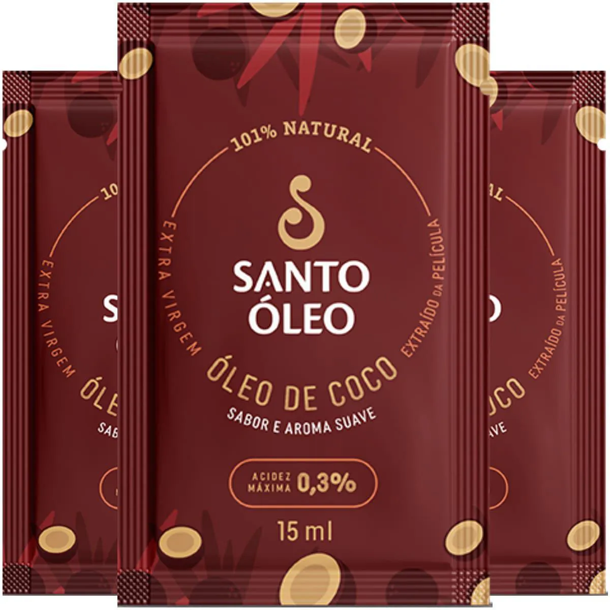 Óleo de Coco Extravirgem Película 3 X 15ml Santo Óleo