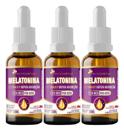 Melatonina Sabor Morango 3 X 30ml Flora Nativa