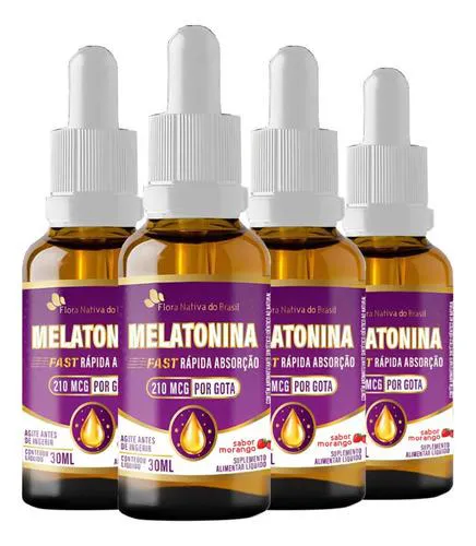 Melatonina Sabor Morango 4 X 30ml Flora Nativa