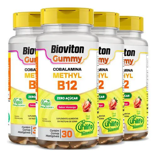 Cobalamina Methyl Vitamina B12 4 X 30 Gomas Unilife