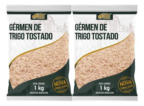 Germen De Trigo Tostado Farinha 2 X 1kg Sabor Verde
