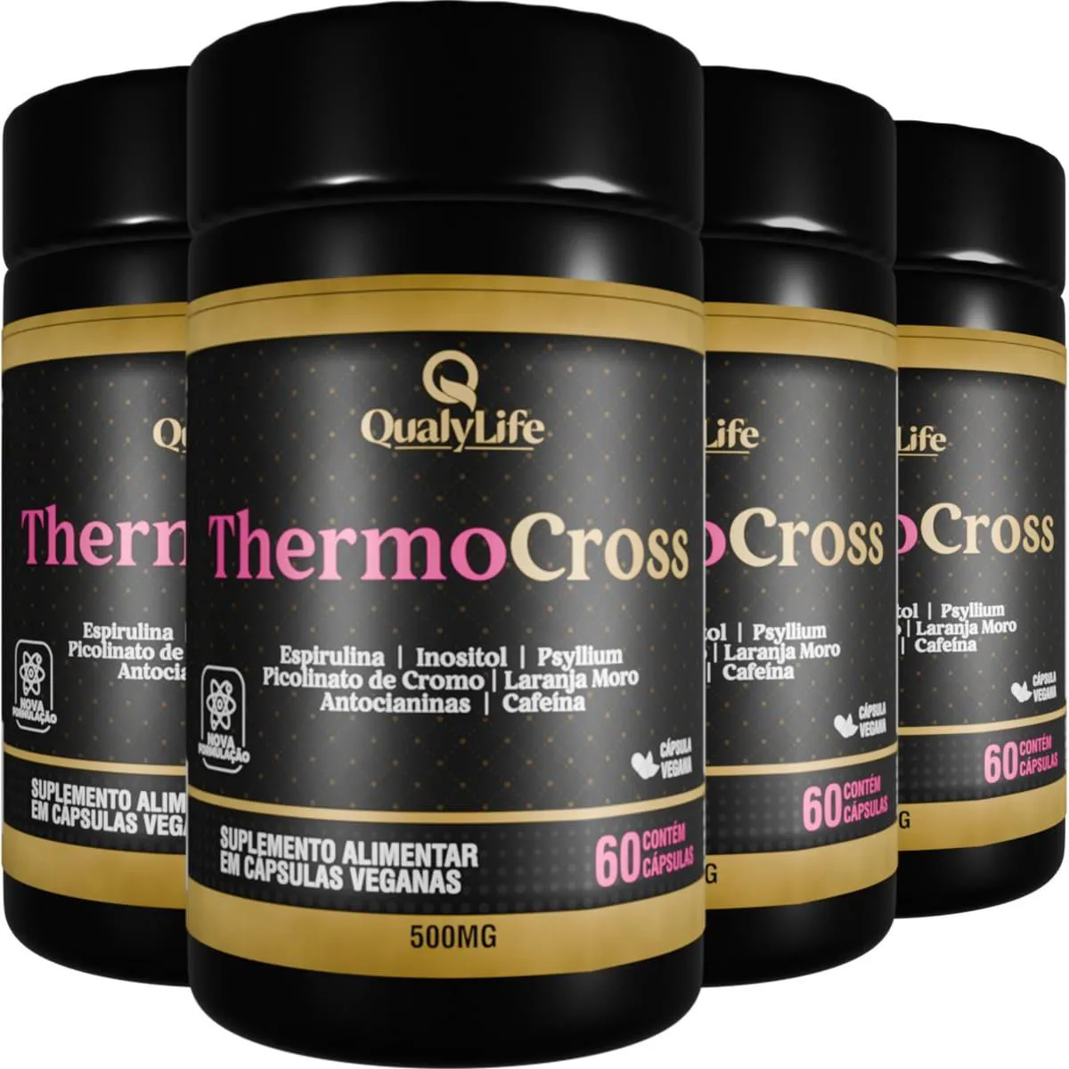 Espirulina E Psyllium Thermo Cross 4 X 60 Cápsulas Qualylife
