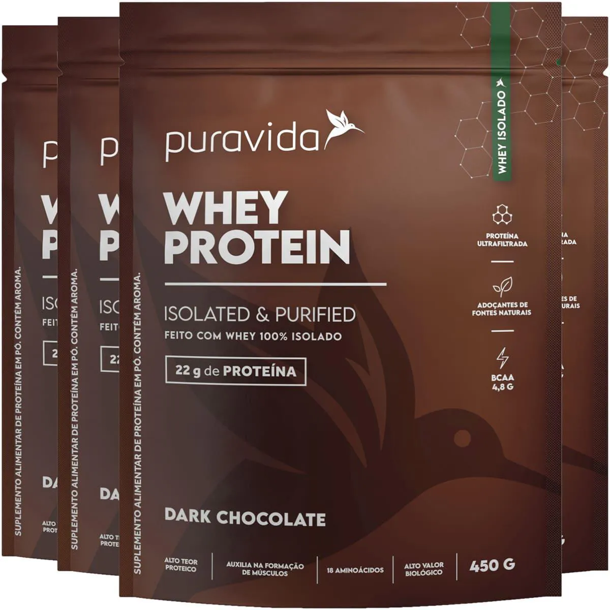 Whey Protein Dark Chocolate 4 X 450g Puravida