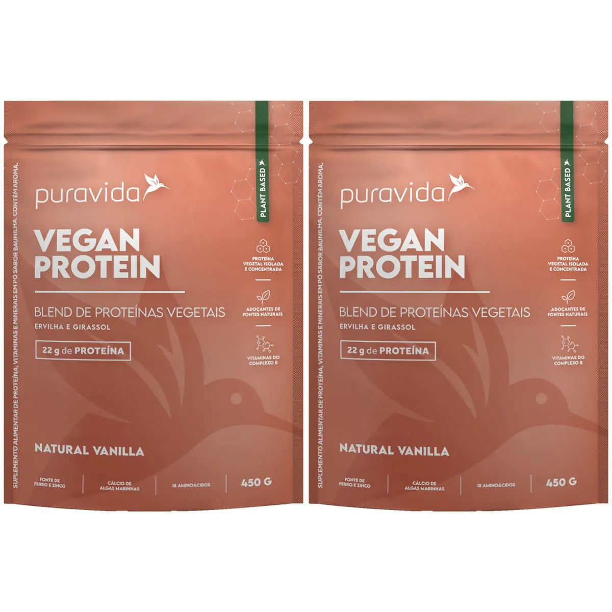 Whey Protein Vegano Vanilla 2 X 450g Puravida