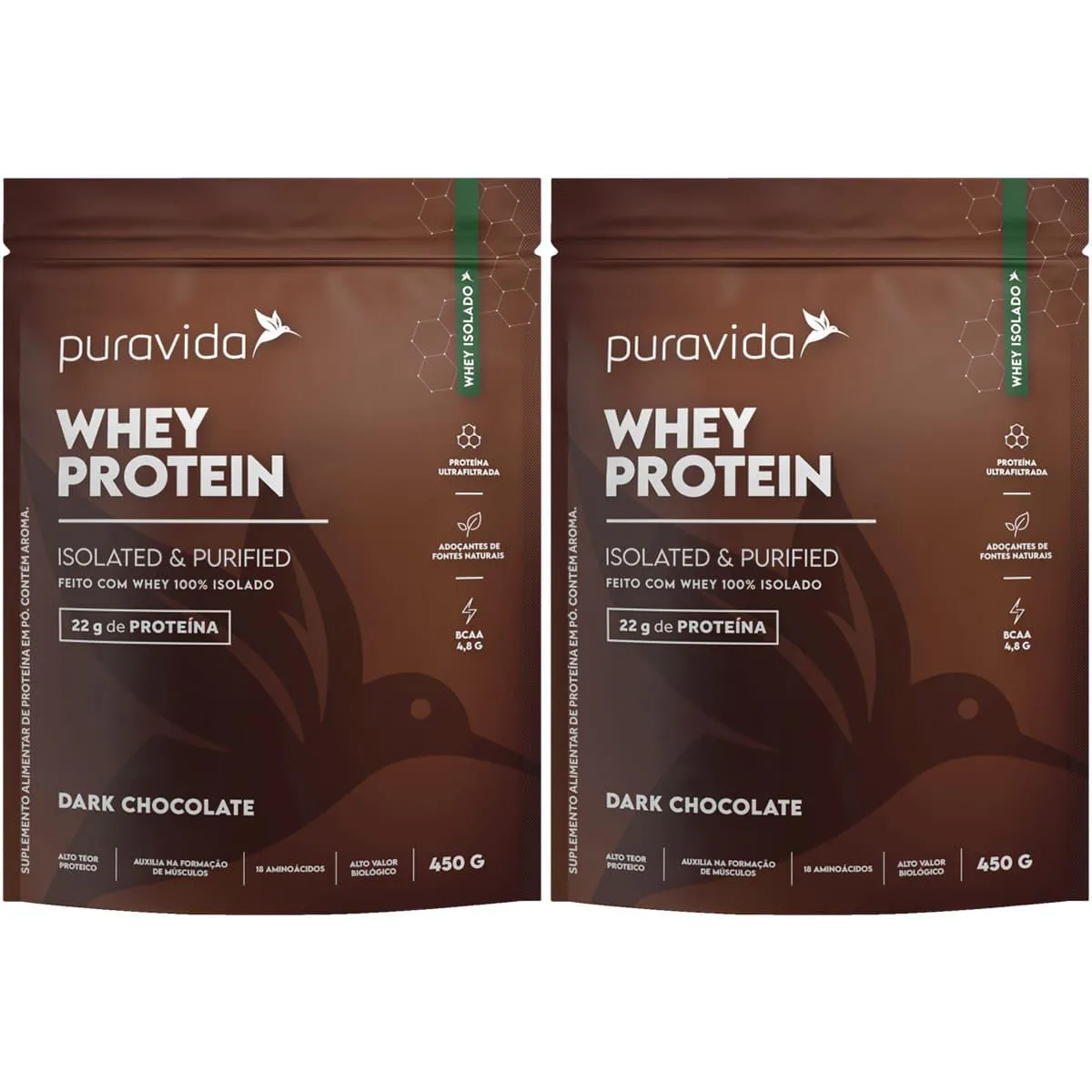 Whey Protein Dark Chocolate 2 X 450g Puravida