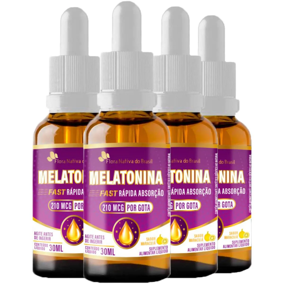 Melatonina Gotas 4 X 30ml Sabor Maracujá Flora Nativa