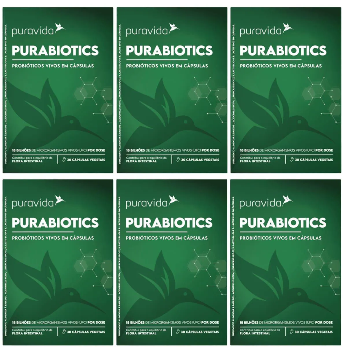 Purabiotics Probióticos Vivos 6 x 30 Cápsulas Puravida