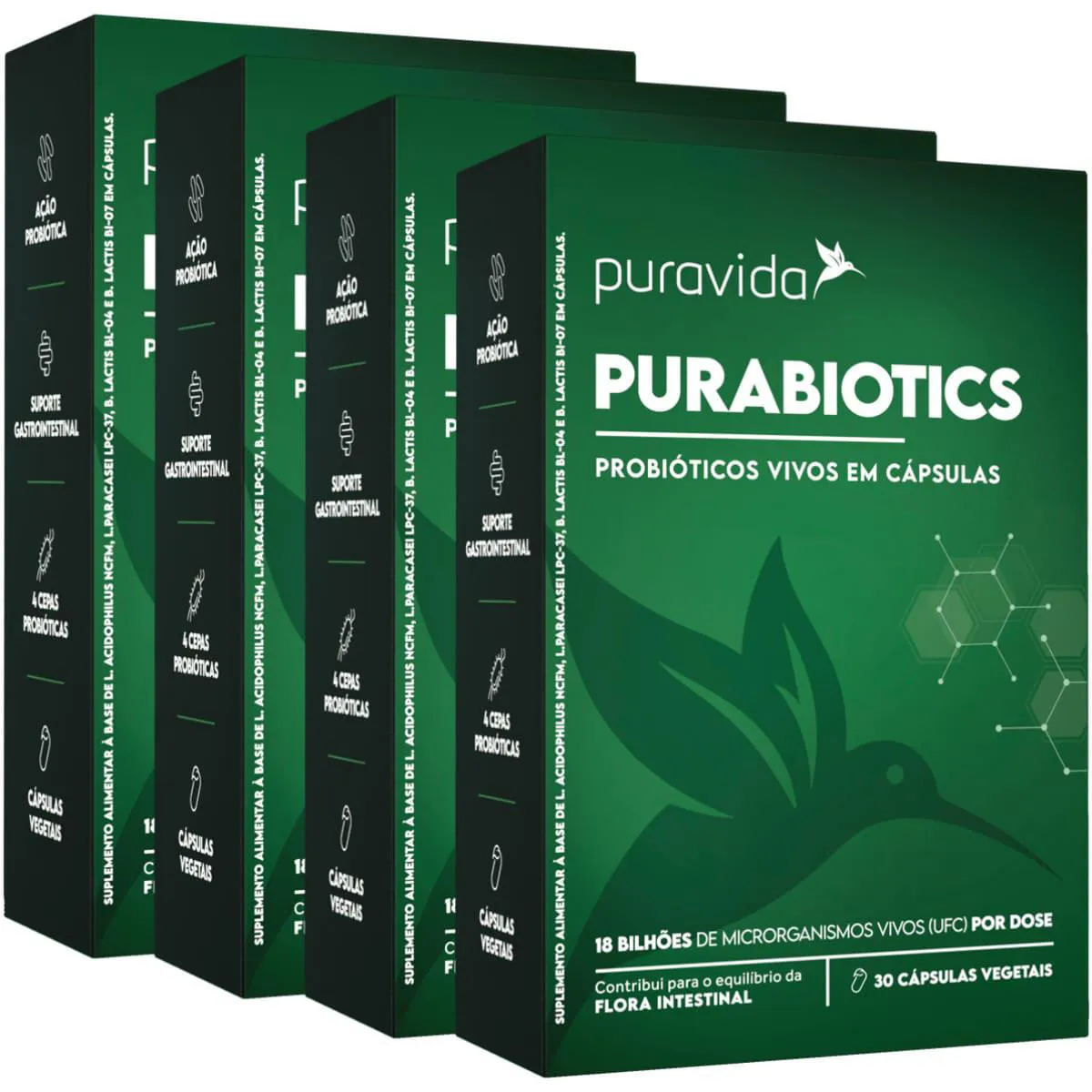 Purabiotics Probióticos Vivos 4 x 30 Cápsulas Puravida