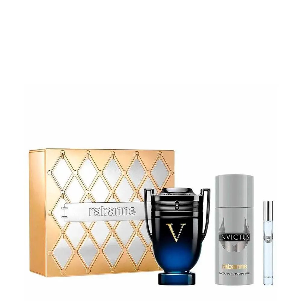 KIT RABANNE INVICTUS VICTORY ELIXIR - EDP 100ML + DEO 150ML + TRAVEL SIZE 10ML