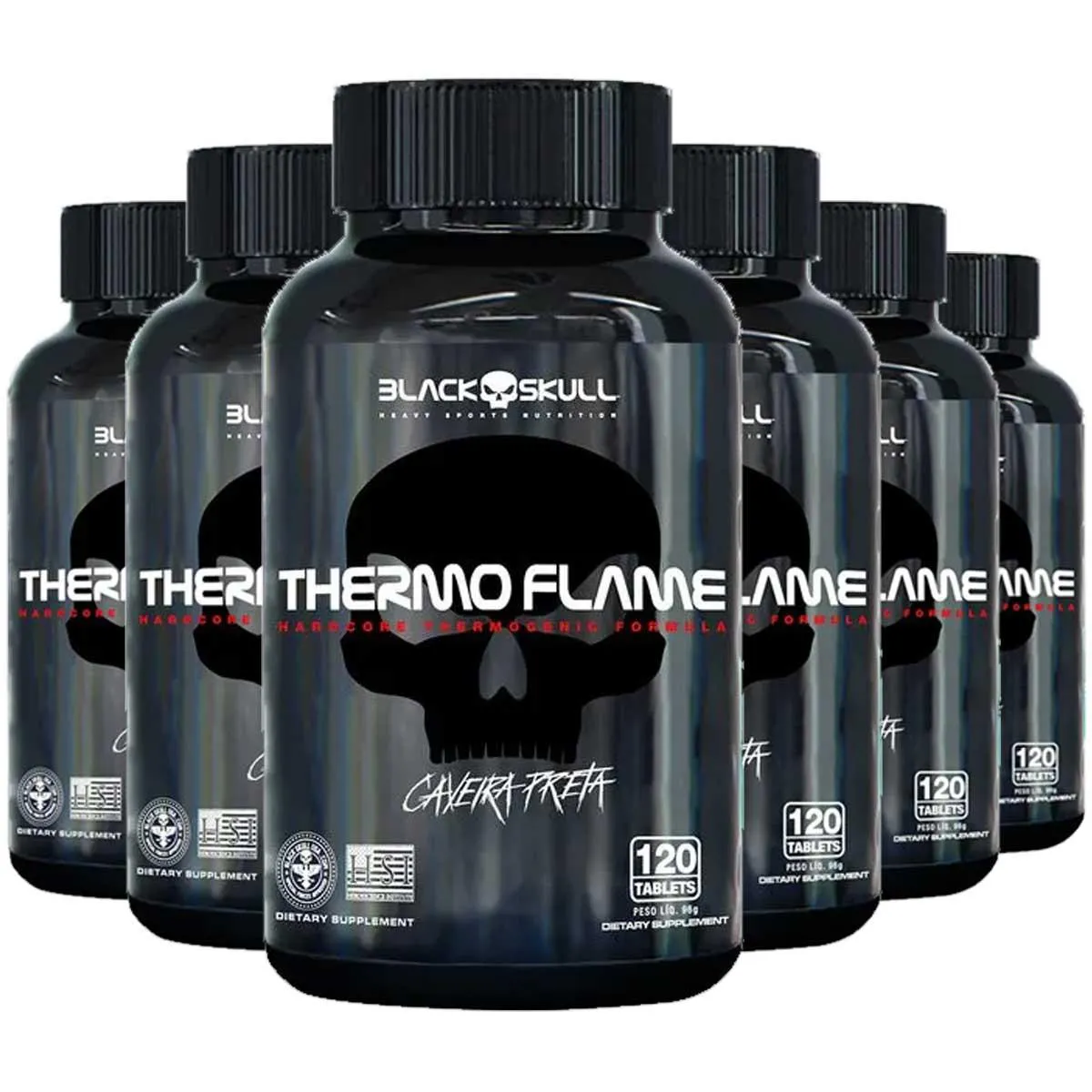 6X THERMO FLAME TERMOGêNICO 120 TAB CADA BLACK SKULL