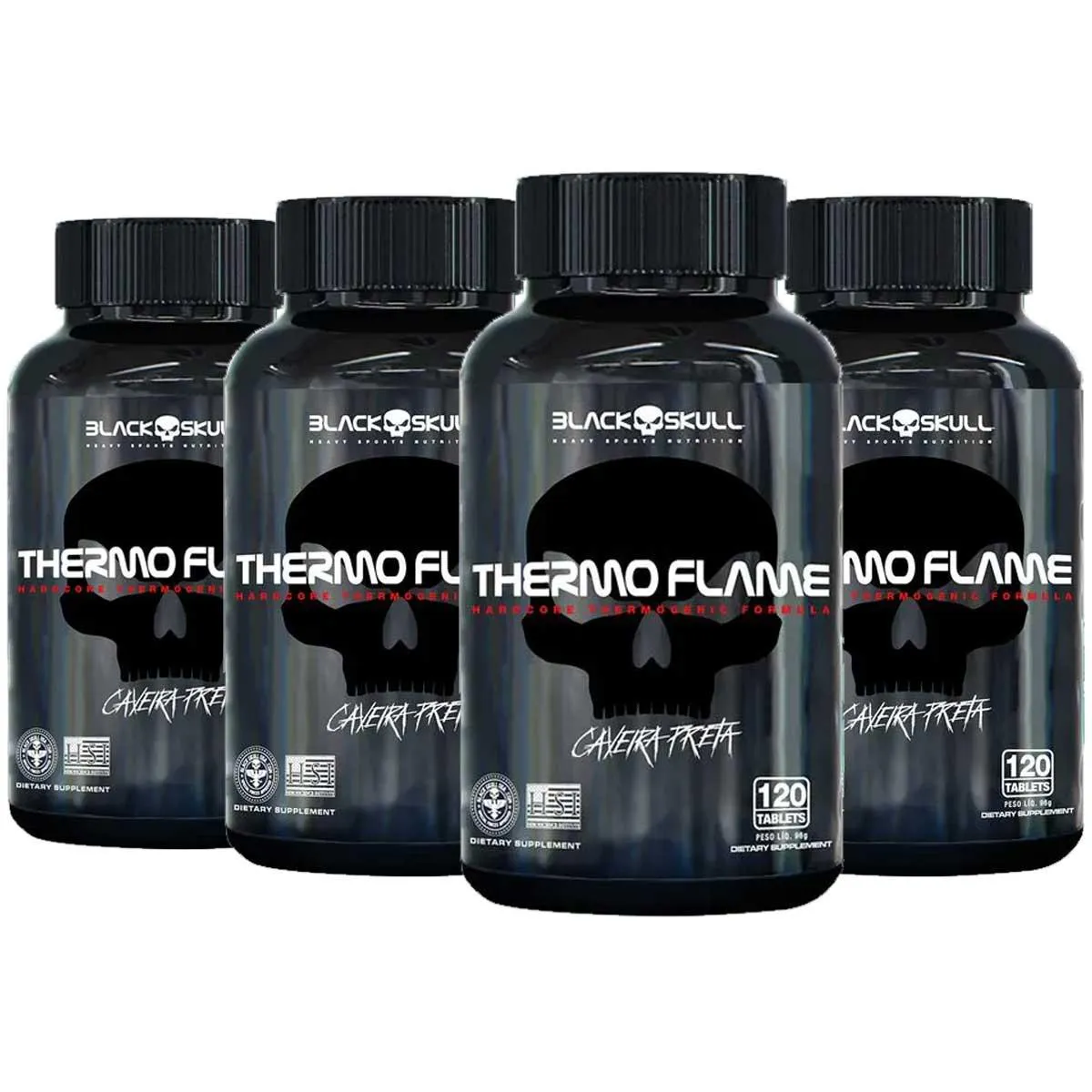4X THERMO FLAME TERMOGêNICO 120 TABLETES - BLACK SKULL