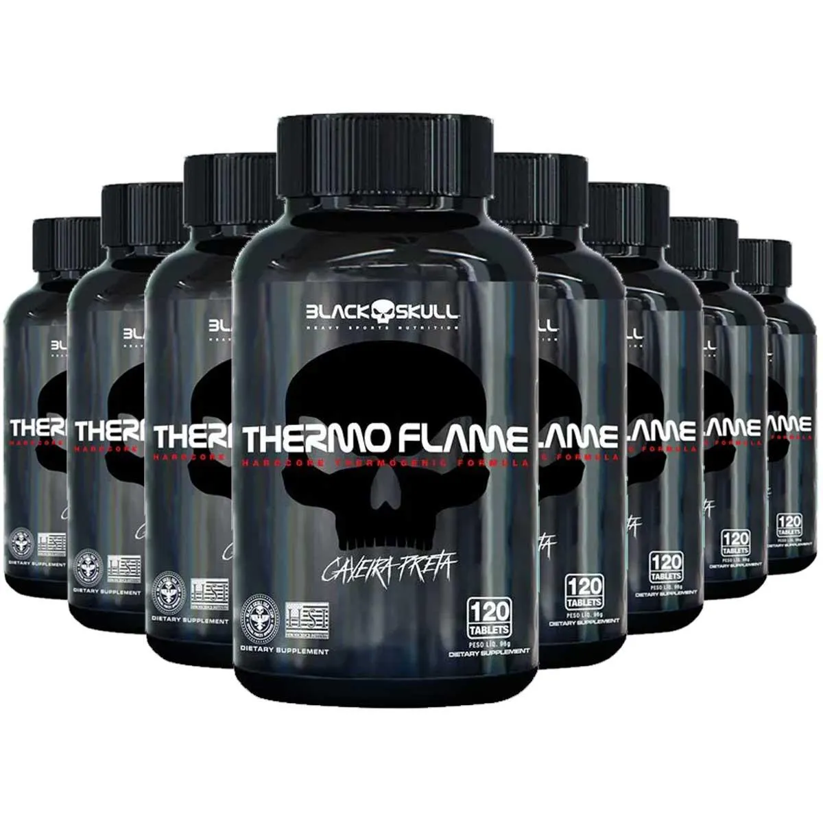 8X THERMO FLAME TERMOGêNICO 120 TAB CADA BLACK SKULL