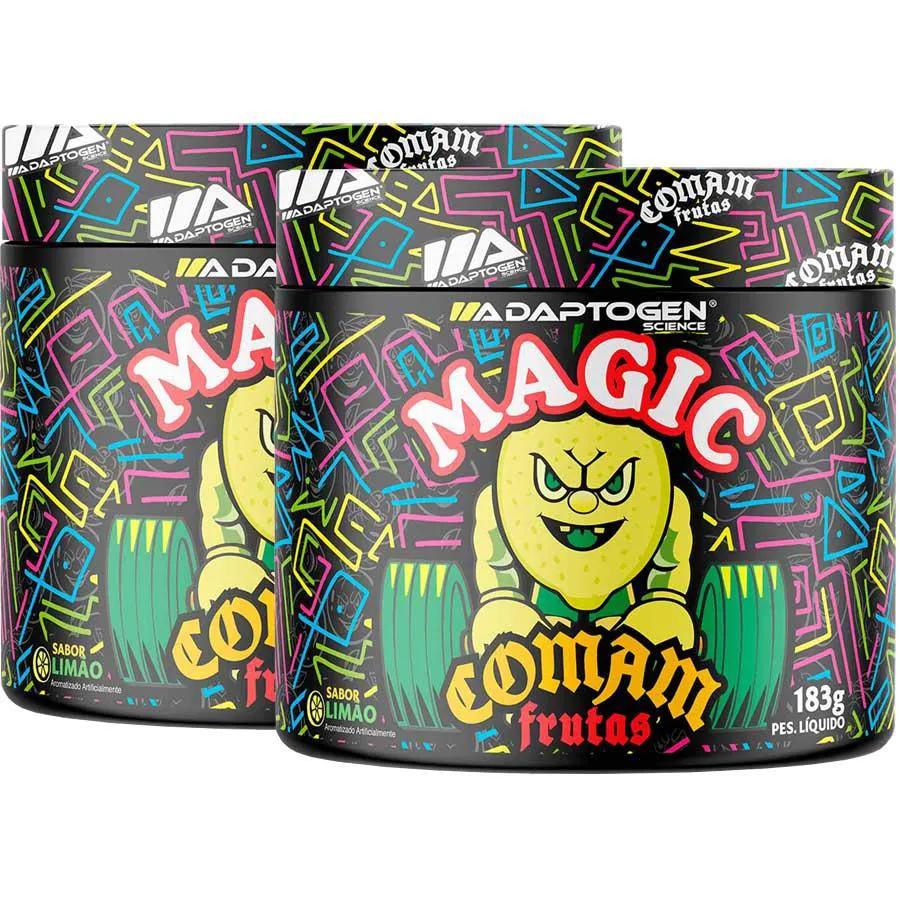 COMBO 2 PRé TREINO MAGIC COMAM FRUTAS 183G ADAPTOGEN LIMãO