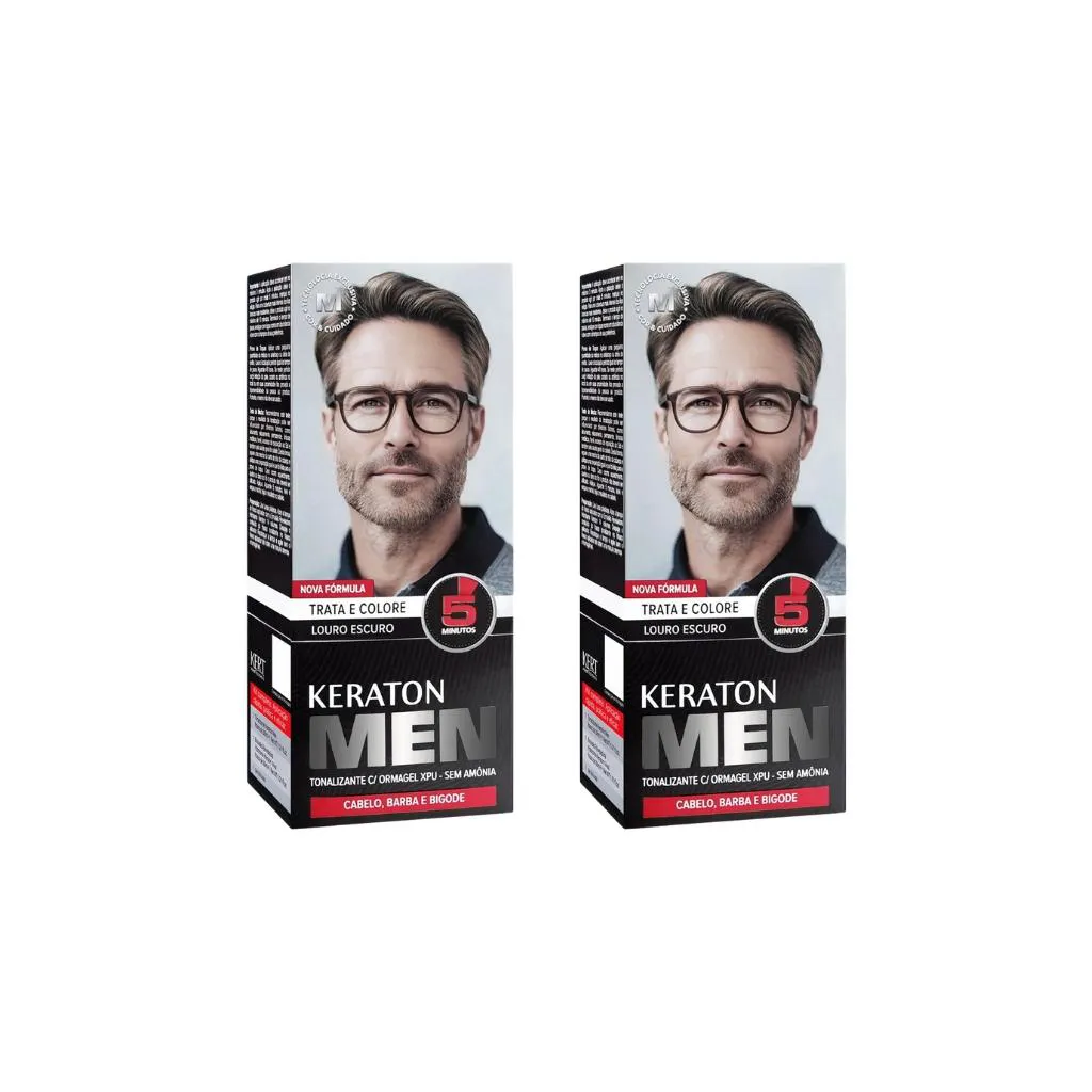 COLORAçãO KERATON MEN LOURO ESCURO - KIT C/ 2UN