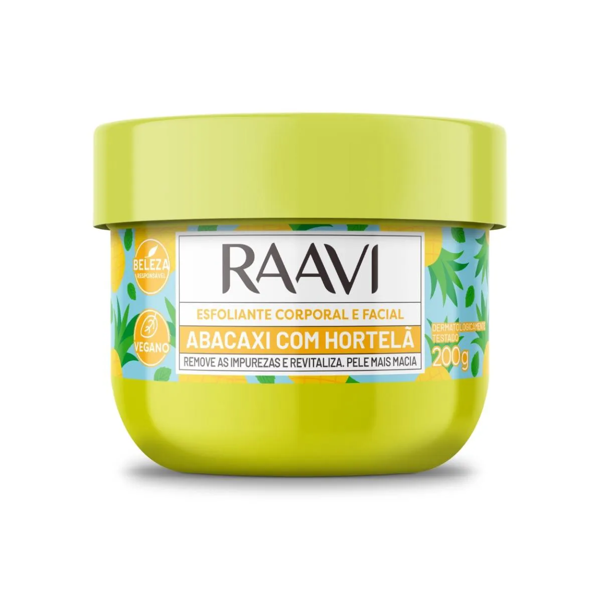 ESFOLIANTE CORPO ROSTO REVITALIZA ABACAXI HORTELã RAAVI 200G