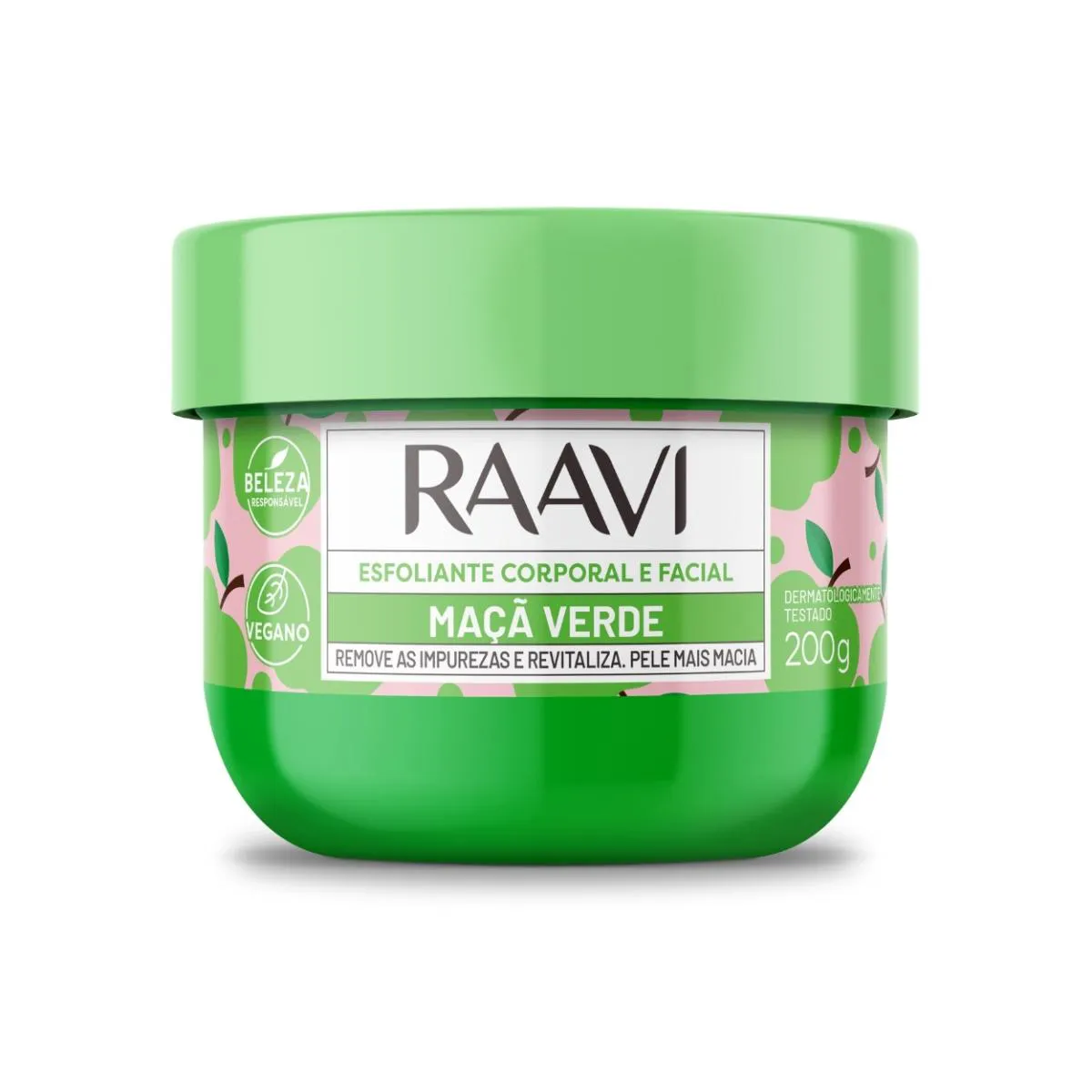 ESFOLIANTE CORPORAL FACIAL REVITALIZA MAçã VERDE RAAVI 200G