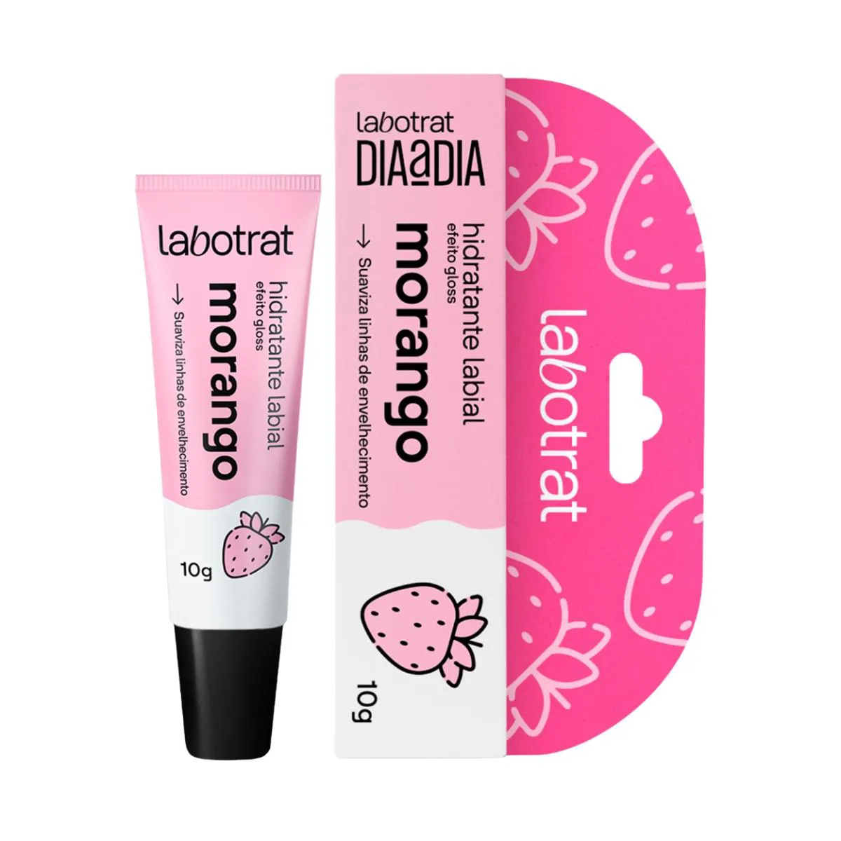 HIDRATANTE LABIAL MORANGO EFEITO GLOSS SUAVIZA LABOTRAT 10G