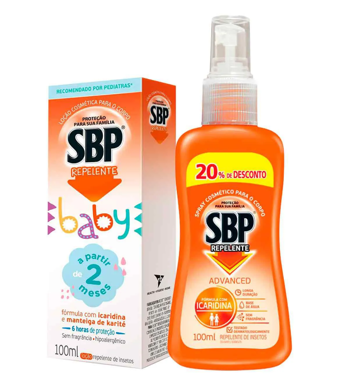 Kit Repelente SBP Spray Advanced Family 100ml + Loção Infantil Baby Icaridina Sem Fragrância  100ml