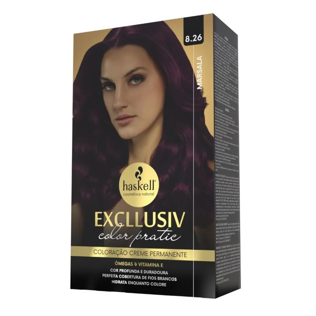KIT COLORAçãO HASKELL COLOR PRATIC 8.26 MARSALA