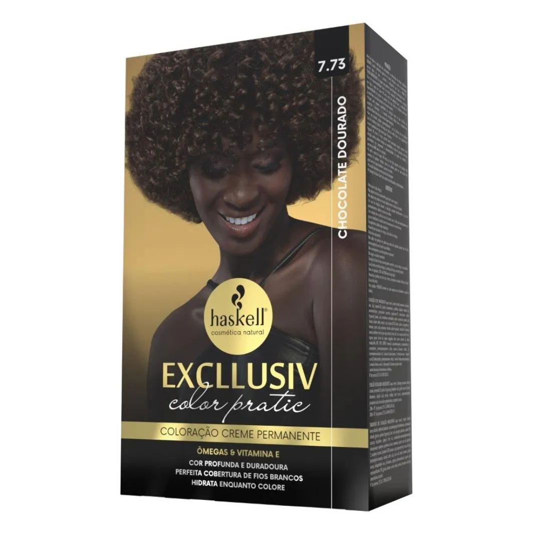 KIT COLORAçãO HASKELL COLOR PRATIC 7.73 CHOCOLATE DOURADO