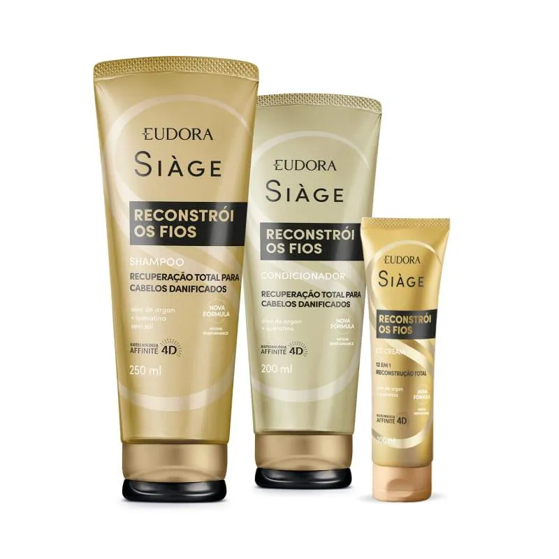 KIT SIAGE RECONSTRÓI OS FIOS SHAMPOO+COND+CC CREAM