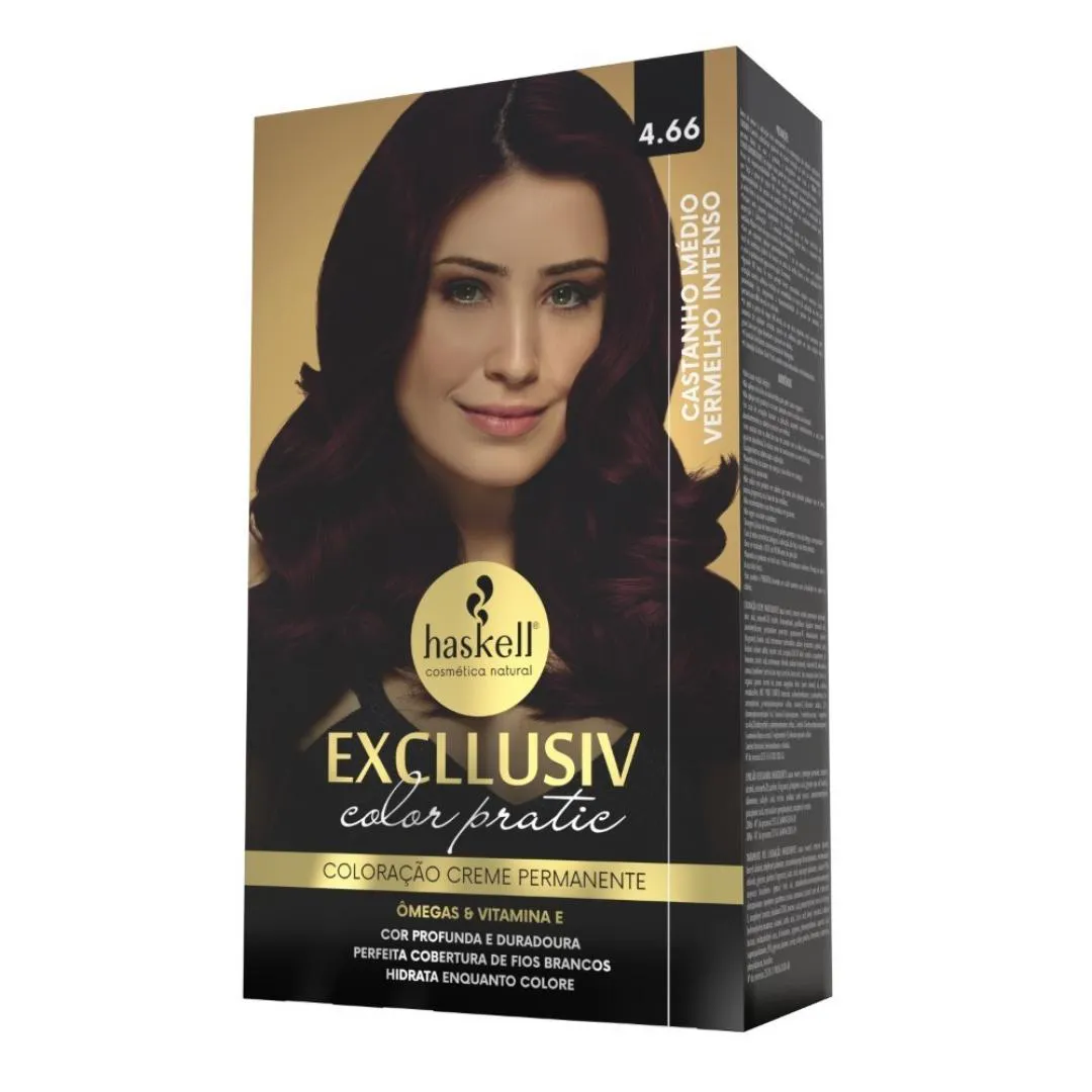 KIT COLORAçãO HASKELL COLOR PRATIC 4.66 CAST MéDIO VERME INT